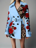 New Fashion Temperament Print Collar Coat Women's