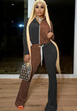 Contrast Color Velour Zipper