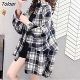 Sleeve Shirts Women Plaid Casual 3XL Loose Vintage Harajuku Tunic Tops Elegant Retro All-match Korean Style Spring