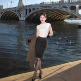 High-Waist Wave Knitted Knitted Hip Skirt Girl Summer Slim Slim Thin Little Hot Girl Fishtail Short