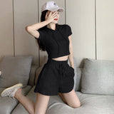 Summer Casual Tracksuit Women's Shorts Sets Fashion Short-sleeved Hooded Shirts Vest Wide-leg Shorts 2-piece Set