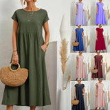 Solid Color Sleeveless Loose Cotton Into Pocket