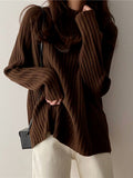 Tops 2022 Women Autumn Winter Loose Solid Color Round Neck Women's Sweater Pullover Bottoming Top Oversized