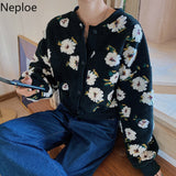 Floral Jackets Vintage Crop Puff Sleeve Jacket Women Autumn Winter Clothes Korean Fashion Coats Female Tops