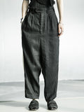 High Waist Black Line Stitch Long Linen Harem Trousers New Loose Fit Pants Women Fashion Tide Spring Summer 2023