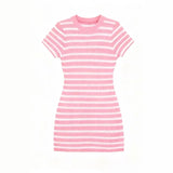Light Luxury Striped Temperament Short-Sleeved Slimming Knitted