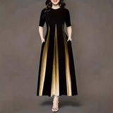 New Summer Loose Casual Print Collar Plus-Size Dress Women's