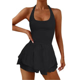 Women Tennis Dress Summer Casual Solid Color Sleeveless Open Back Athletic Mini Dresses with Pockets Sports Workout Golf