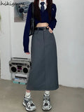 Temperament Y2k Skirts for Women 2023 Faldas Mujer De Moda High Waist Slim Fit Bodycon Long Skirt Fashion Casual Korean