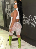 Sisterlinda Sexy Mesh See Through Slim Shorts Women Summer Elastic Wild Body-Shaping Trend Tight Biker Bottoms Female
