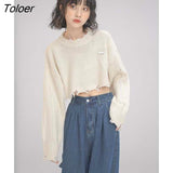Cropped Pullovers Women High Street Y2k Clothes Knitted Autumn Clothing Harajuku Casual Sweaters Pull Femme All-match
