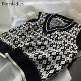 V Neck Pullover Vest Autumn Winter Short Knitted Women Sweater Vest Sleeveless Warm Sweater Casual