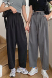Women All-match Summer BF Style Minimalist Ladies Ankle-Length Trousers Wide-leg Chic Leisure Popular Female