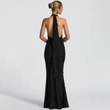 New Women's Sexy Deep V-Low Backpack Skirt With Folded Fishtail