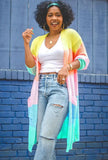 Contrast Color Long Cardigans with
