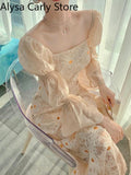 Party Spring Vintage Fairy Dresses Women Sexy Party Elegant Chic Midi Dress female retro court Casual Holiday evening Ladie Dress