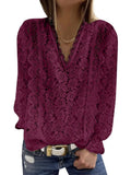 Size Loose Women For Blouses 2022 New O Neck Long Sleeve Elegant Chic Ladies Lace Shirt Tops Fashion Casual Women