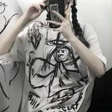 Black Japan T Shirt Loose Summer Oversize T Shirt Women Harajuku Punk Short Sleeves T-shirts Tops Tee Hip Hop T-Shirt for