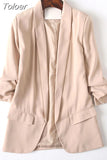 MODA 2023 Summer Women Chic Twill Thin Blazer Gathered Pockets Vintage Office Wear Coat Chic Outerwear Tops 11