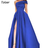 Green High Split Sexy Lady Club Party Long Floor Skirts Vestidos Dresses Night One Shoulder Satin Dress Evening