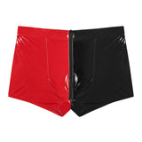 Toloer Men's PVC High Bright Lacquer Leather Shorts Sexy Leather Square Pants No Odor Size Accurate-Outfit