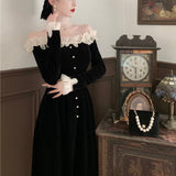 Winter Velvet France Vintage Dress Women Korean Elegant Evening Party Midi Dress Ladies Long Slevee Retro Y2k Dress