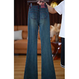 High-Waisted Micro-Tight Jeans Women's Spring And Autumn Pear-Shaped Body Narrow Version Of Slim Elastic Showing Thin Straight