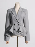 Toloer New High-End Sense Flounce Spell Receive Waist Suit Collar Women's Coat Spring Show Thin Short Small Suit-Outfit