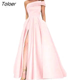 Green High Split Sexy Lady Club Party Long Floor Skirts Vestidos Dresses Night One Shoulder Satin Dress Evening