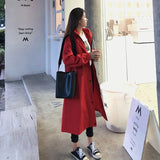 Fashion Womens Trench Coats Hooded Long Adjustable Waist Spring Autumn Windproof Lady Female Casual Clothes Red White