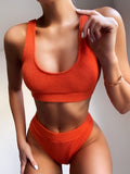 Toloer 2023 New Bikini Knit High Waist Swimsuit Women's Split Swimsuit Swimsuit-Outfit