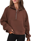 Autumn And Winter New Fashion Leisure Sports Half Zipper Hooded Short Plus Velvet