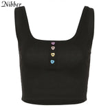 Harajuku Ribbed knit crop tops women tank tops 2019 autumn hot casual Active Wear wild stretch Slim Basic camisole