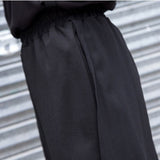 Chiffon Black Trousers For Women High Waist Loose Asymmetrical Hem Ankle Length Wide Leg Pants Female 2023 Spring
