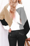 Block Mock Neck Ribbed Trim