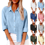 Autumn Pocket Split Linen Long-sleeved
