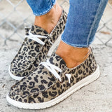 Women's Sneakers Fashion Leopard Print Canvas Shoes Ladies Slip On Walking Shoes Female Plus Size Flat