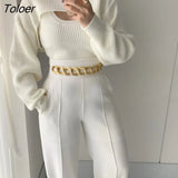 Autumn Korean Style Sweater Women New Fashion Casual Knit Sweater Vest Top Two Piece Set Female Outer Wear Pullover