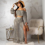 Toloer New Women's Casual Netted Fram Beach Dress 2 Sets-Outfit