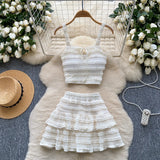 Dress With Women's Summer Chic Gentle Wind Tie Sling Sling Small Vest + High Waist Folded Lotus Side Half
