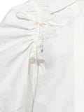 Fashion Women's Shirt New Solid Color Loose Single Breasted Puff Sleeve Drawstring Blouse Female Tide Summer 2023