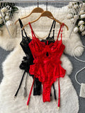 Lace Chain Design Sexy Jumpsuits Summer Underwear Thin Fashion Bodycon Playsuits WomenHollow Out Sexy Camis