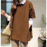 Casual O-neck Oversized Women Sweater Pullovers 2021 Autumn Knitting Tops Batwing Sleeve Side Split Women