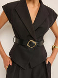 Temperament Commuting Trousers Senior Sleeveless Set Waist Trouser Trouser Top Suit Suit