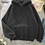 Winter Coat Pink Sweet Hooded Sorry Print Harajuku Loose Pocket Hoodies Womens Fleece Flannel Pullover Female