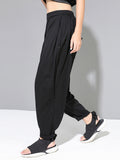 High Elastic Waist Black Back Pocket Long Leisure Harem Trousers New Loose Pants Women Fashion Spring Summer 2023