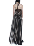 Patchwork Fringe Dress For Women O Neck Sleeveless Hollow Out Straight Sexy Dresses Female 2023 Summer Fashion
