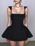 Temperament Dress Women 2025 Spring New Elegant Wind Strap Design Feel Solid Color Sling