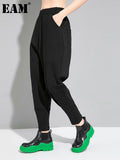 High Elastic Waist Black Brief Long Shaped Harem Pants New Loose Fit Trousers Women Fashion Spring Autumn 2023
