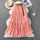 Half-Dress Women's Dress 2025 Summer Small Medium Long Leisure High-Rise Thin Thong Ponve Cake